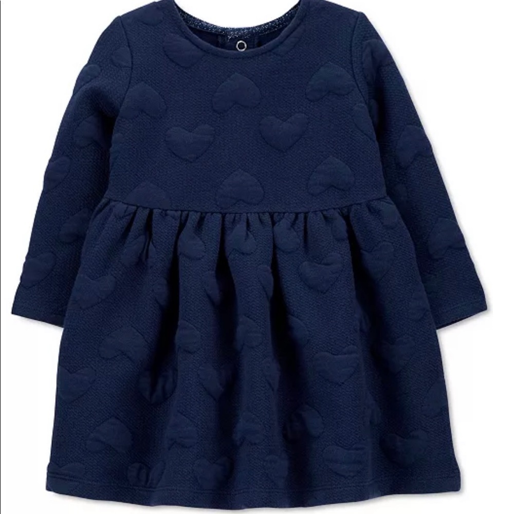 Carter's Navy Blue Long Sleeve Heart Dress 6M